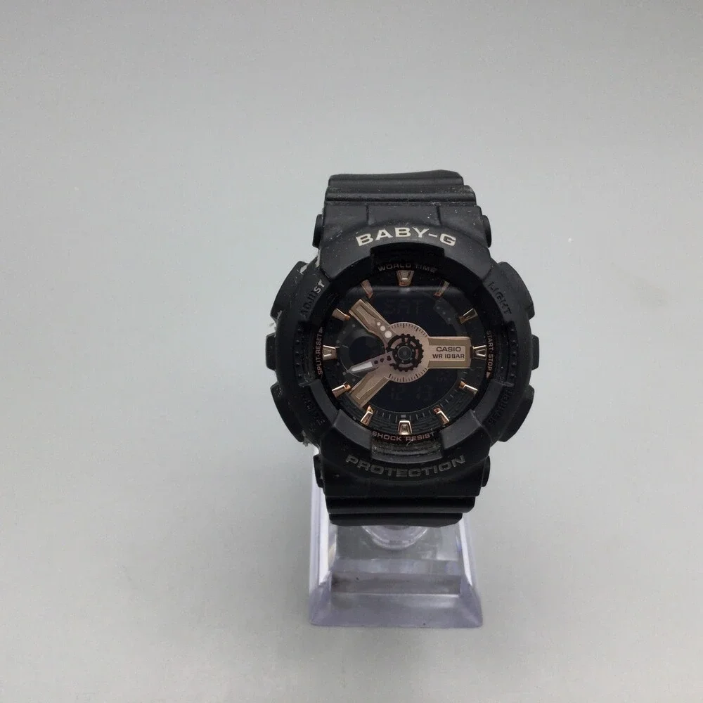 Casio Baby-G Watch Men BA-110XRG 43mm Black Rose Gold Tone New Battery